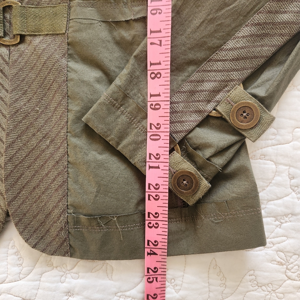 Vintage Y2K L.A.M.B. Jacket Size 4 Gwen Stefani Olive Green Plaid Cotton Linen - Picture 15 of 16